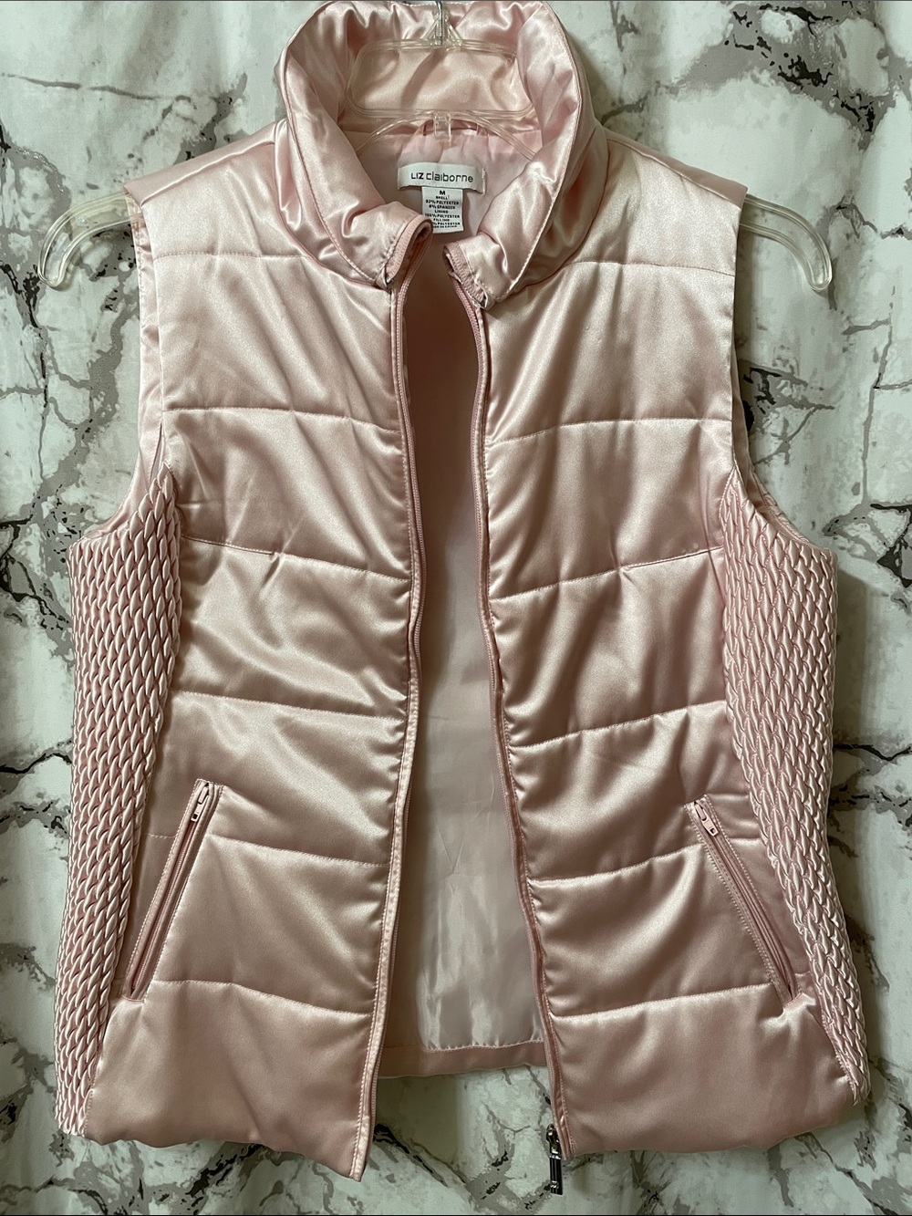 Liz Claiborne Shiny Light Pink Quilted Vest